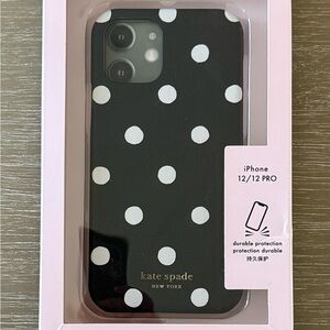 NWT Kate spade Black with White Polka Dots iPhone 12/12 Pro Case